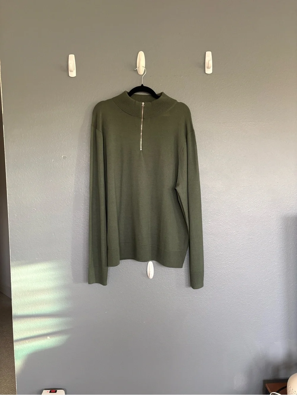 J. Crew Men’s XXL Merino Wool Blend Half Zip Sweater Olive Green Preppy